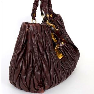 Miu Miu Brown Leather Extra Large Matelasse Tote